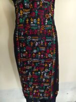 Black Cotton Kantha Stitch Long Kurti Material – Multicolor Hand Embroidery - Image 2