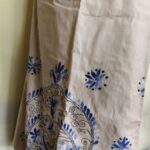 Off-White Kantha Stitch Wrap Around Skirt - blue and white flower design