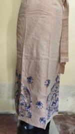Off-White Kantha Stitch Wrap Around Skirt - blue and white flower design - Image 4