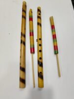 Handcrafted Bamboo Flute (Bansuri) – Natural Burn Finish & Multicolor Rings | Assorted Sizes (4piece) - Image 4