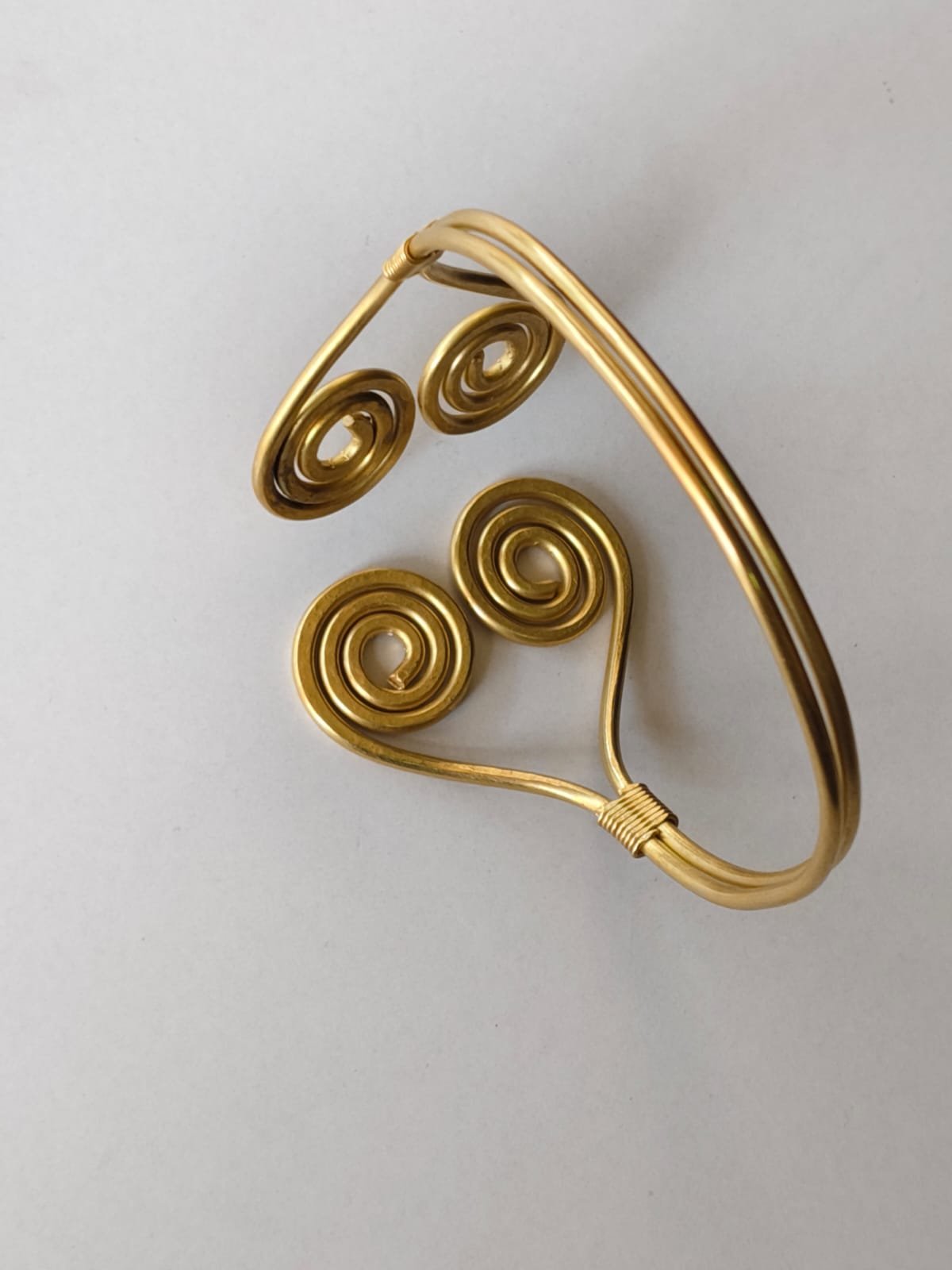 WhatsApp Image 2025-10-17 at 22.09.32_9a83e0f0 Handcrafted Spiral Brass Cuff Bracelet  for Women and girls - Image 3