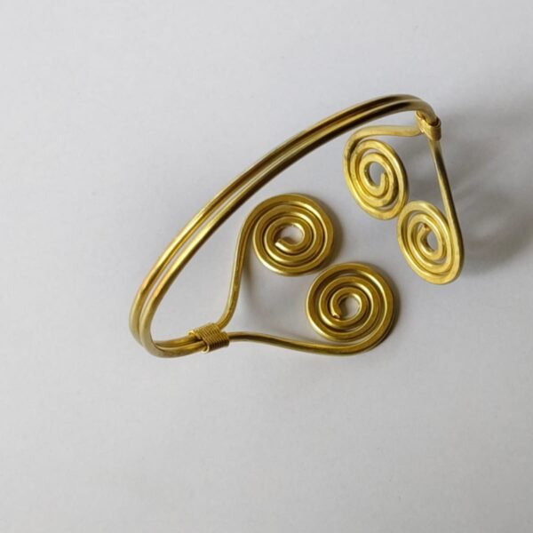 Handcrafted Spiral Brass Cuff Bracelet  for Women and girls