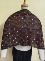 black Cotton Kantha Stitch All-Over Blouse Material