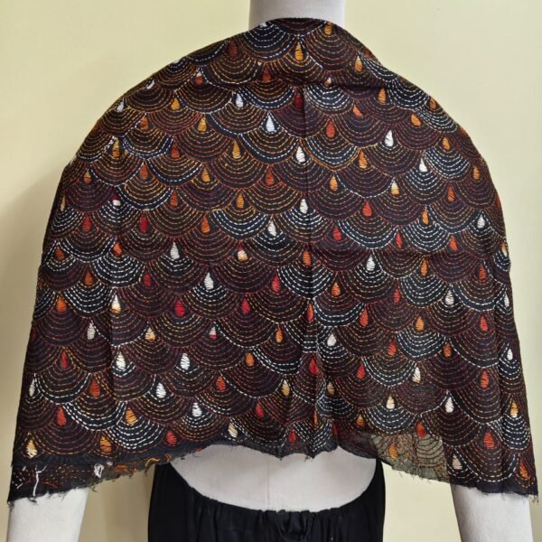 black Cotton Kantha Stitch All-Over Blouse Material