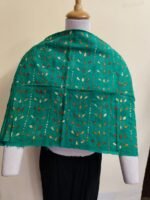 Green Cotton Kantha Stitch Blouse Material – Full Handmade Embroidery Work - Image 3