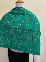 Green Cotton Kantha Stitch Blouse Material – Full Handmade Embroidery Work - Image 4