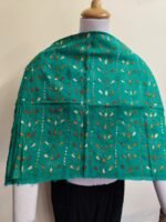Green Cotton Kantha Stitch Blouse Material – Full Handmade Embroidery Work