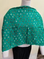 Green Cotton Kantha Stitch Blouse Material – Full Handmade Embroidery - Image 3