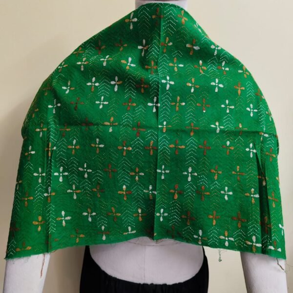 Cotton Kantha Stitch Blouse Material – Full Handmade Embroidery Work Dark Green