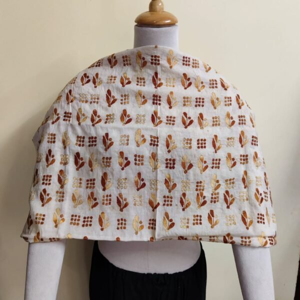 Off-White Cotton Kantha Blouse Material – Full Handmade Block Embroidery Work