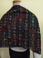 Black Cotton Kantha Stitch Blouse Material – Handmade Multicolor Geometric Embroidery - Image 2