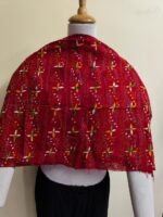 Red Cotton Kantha Stitch Blouse Material – Handmade Multicolor Geometric Floral Embroidery - Image 4