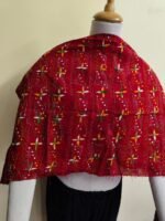 Red Cotton Kantha Stitch Blouse Material – Handmade Multicolor Geometric Floral Embroidery - Image 2