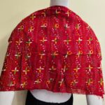 Red Cotton Kantha Stitch Blouse Material – Handmade Multicolor Geometric Floral Embroidery