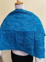 Blue Cotton Kantha Stitch Blouse Material – Full Handmade Allover Embroidery - Image 3