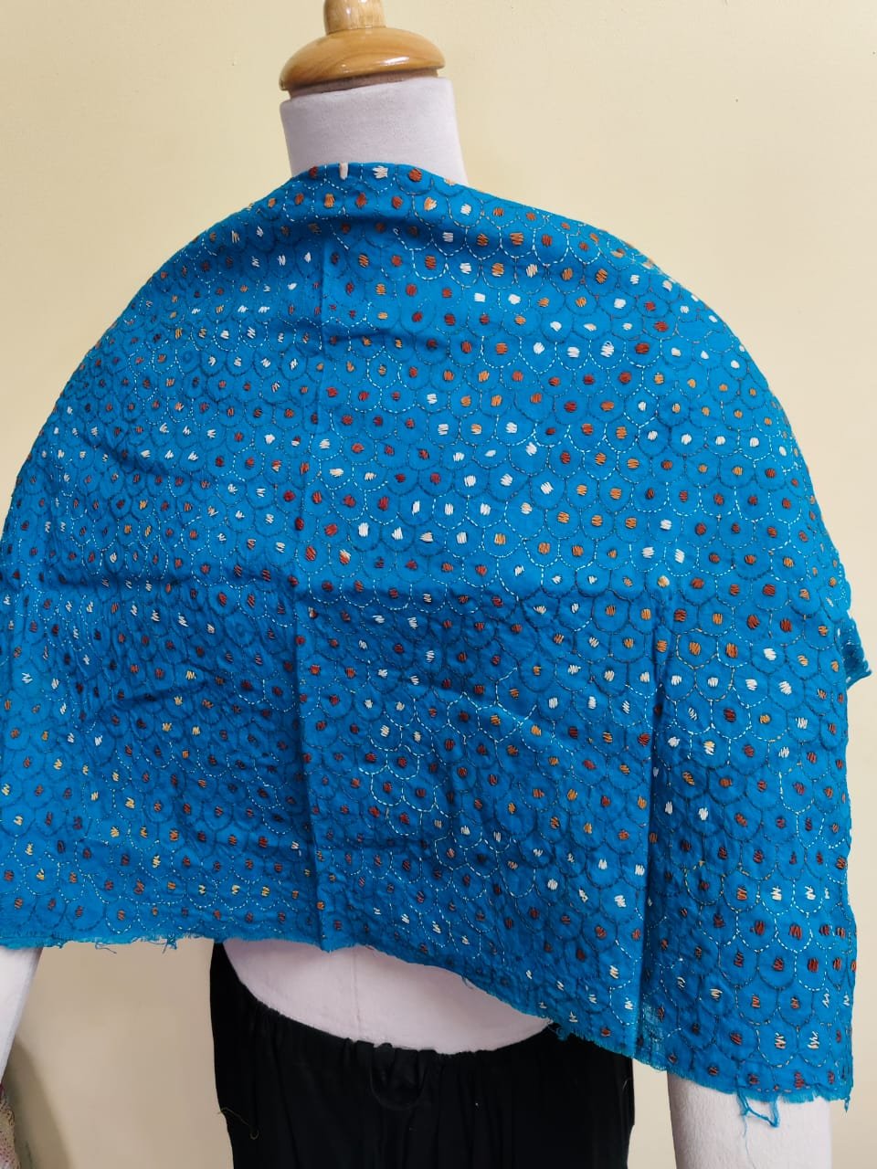 WhatsApp Image 2025-10-17 at 23.08.14_9d87f939 Blue Cotton Kantha Stitch Blouse Material – Full Handmade Allover Embroidery - Image 3