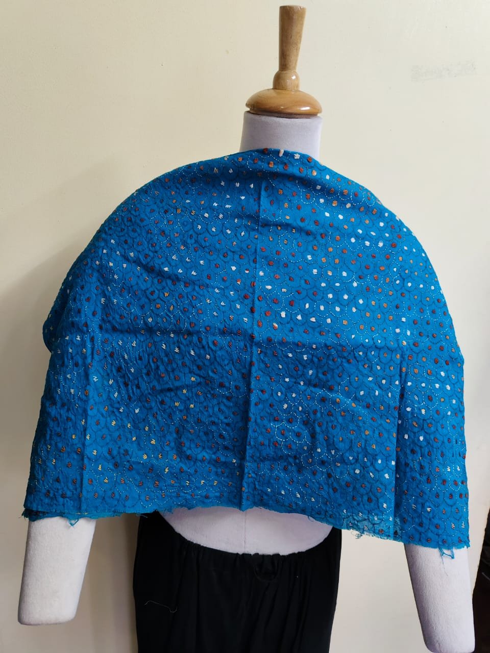 WhatsApp Image 2025-10-17 at 23.08.15_08fe936e Blue Cotton Kantha Stitch Blouse Material – Full Handmade Allover Embroidery - Image 1