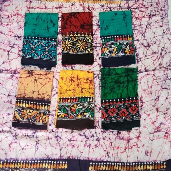 Pure Cotton Kantha Stitch Hand Batik Blouse Material – Combo