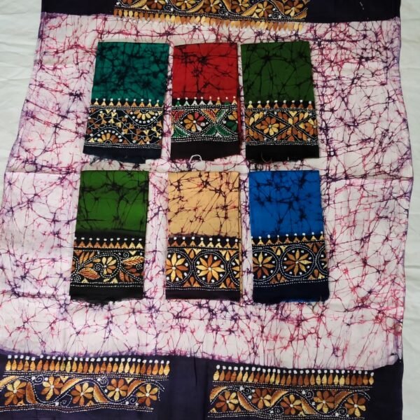 Pure 100% Cotton Kantha Stitch Hand Batik Blouse Material – Combo