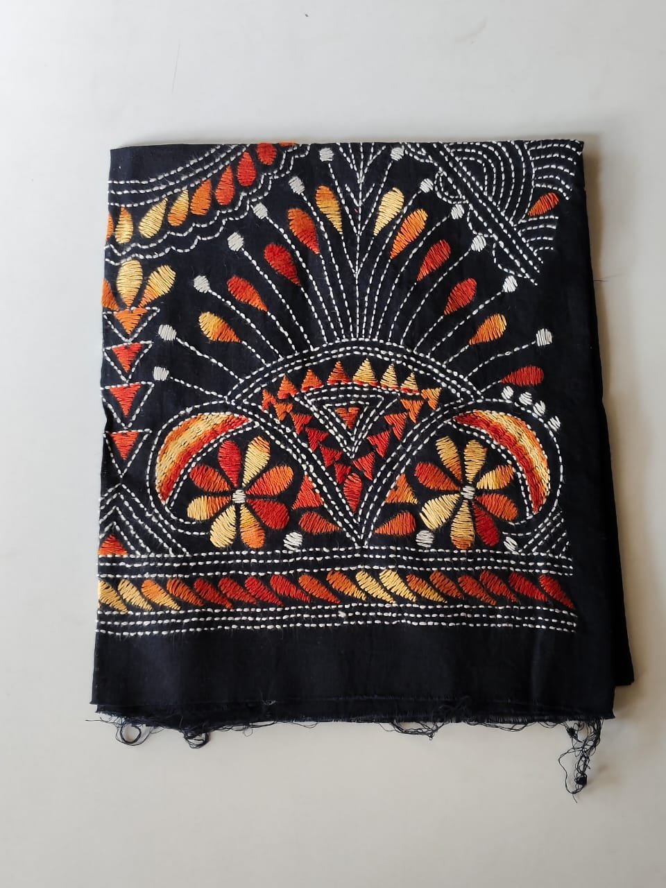 WhatsApp Image 2025-10-24 at 10.54.31_a7abf1d8 Navy Blue Cotton Kantha Blouse Material Maroon cream mix colour thread work - Image 5