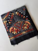 Navy Blue Cotton Kantha Blouse Material Maroon cream mix colour thread work - Image 4