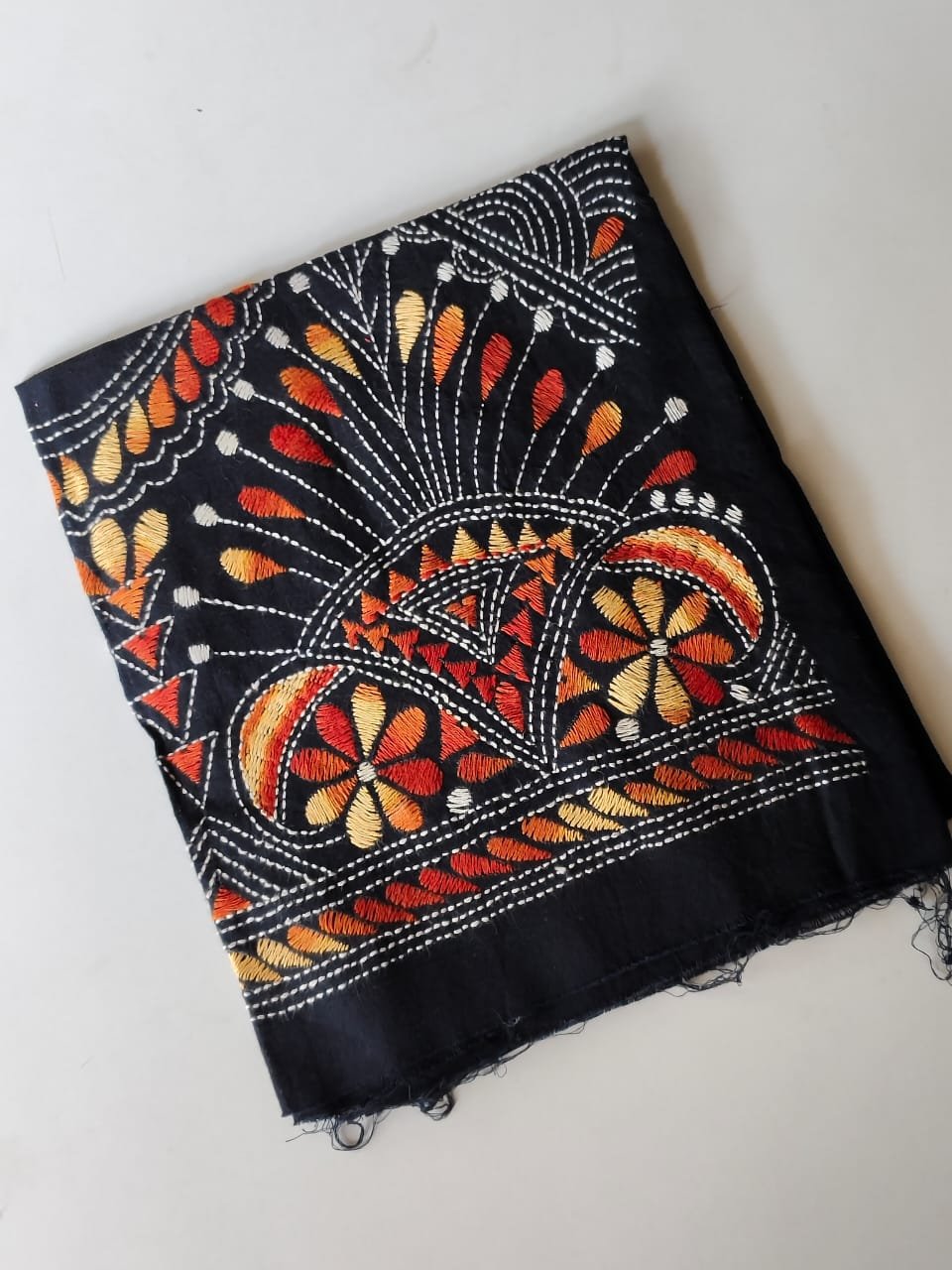 WhatsApp Image 2025-10-24 at 10.54.31_f80d3a07 Navy Blue Cotton Kantha Blouse Material Maroon cream mix colour thread work - Image 4