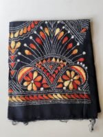 Navy Blue Cotton Kantha Blouse Material Maroon cream mix colour thread work
