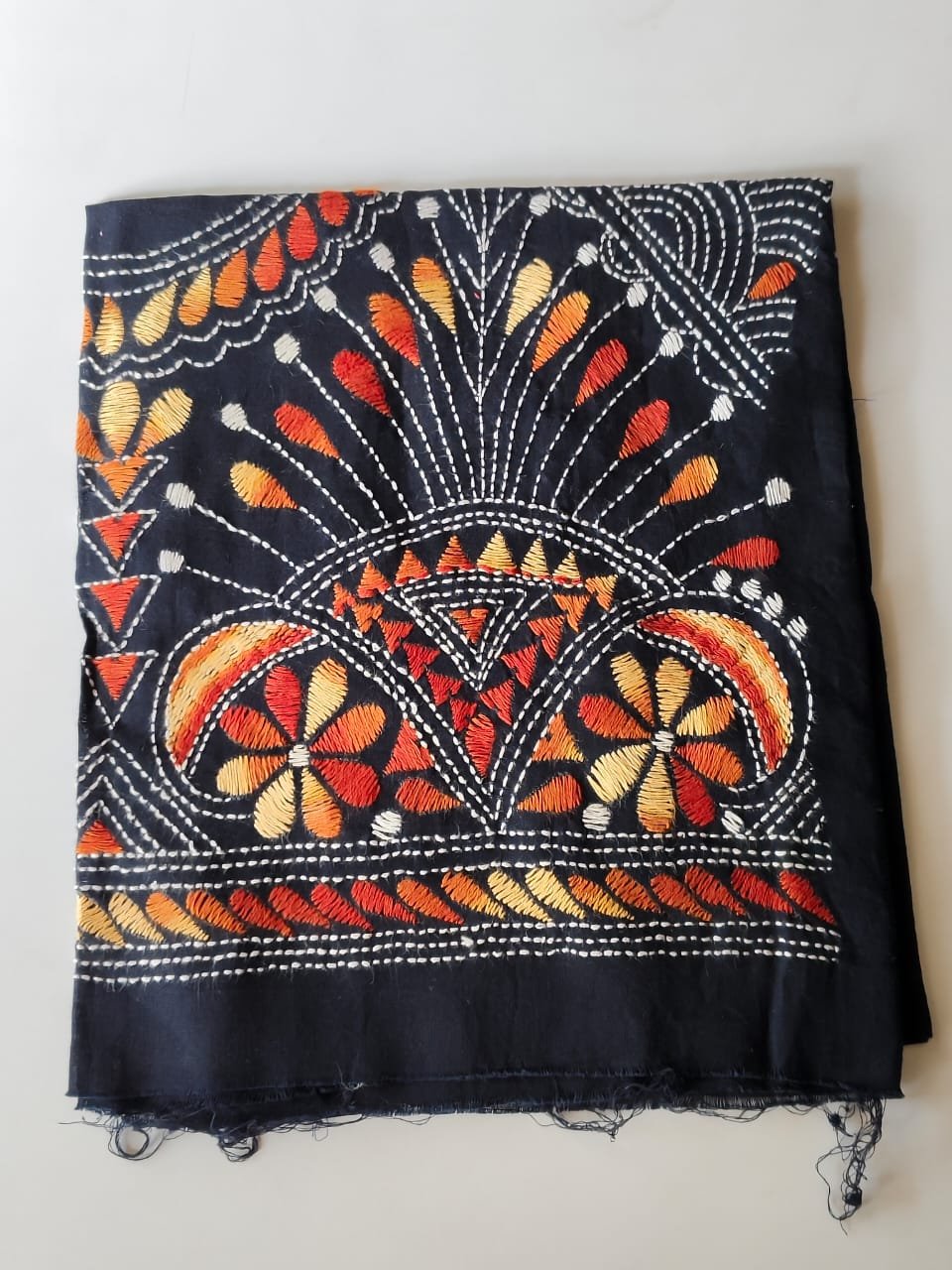 WhatsApp Image 2025-10-24 at 10.54.32_8ddebee1 Navy Blue Cotton Kantha Blouse Material Maroon cream mix colour thread work - Image 1