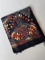 Navy Blue Cotton Kantha Blouse Material Maroon cream mix colour thread work - Image 3