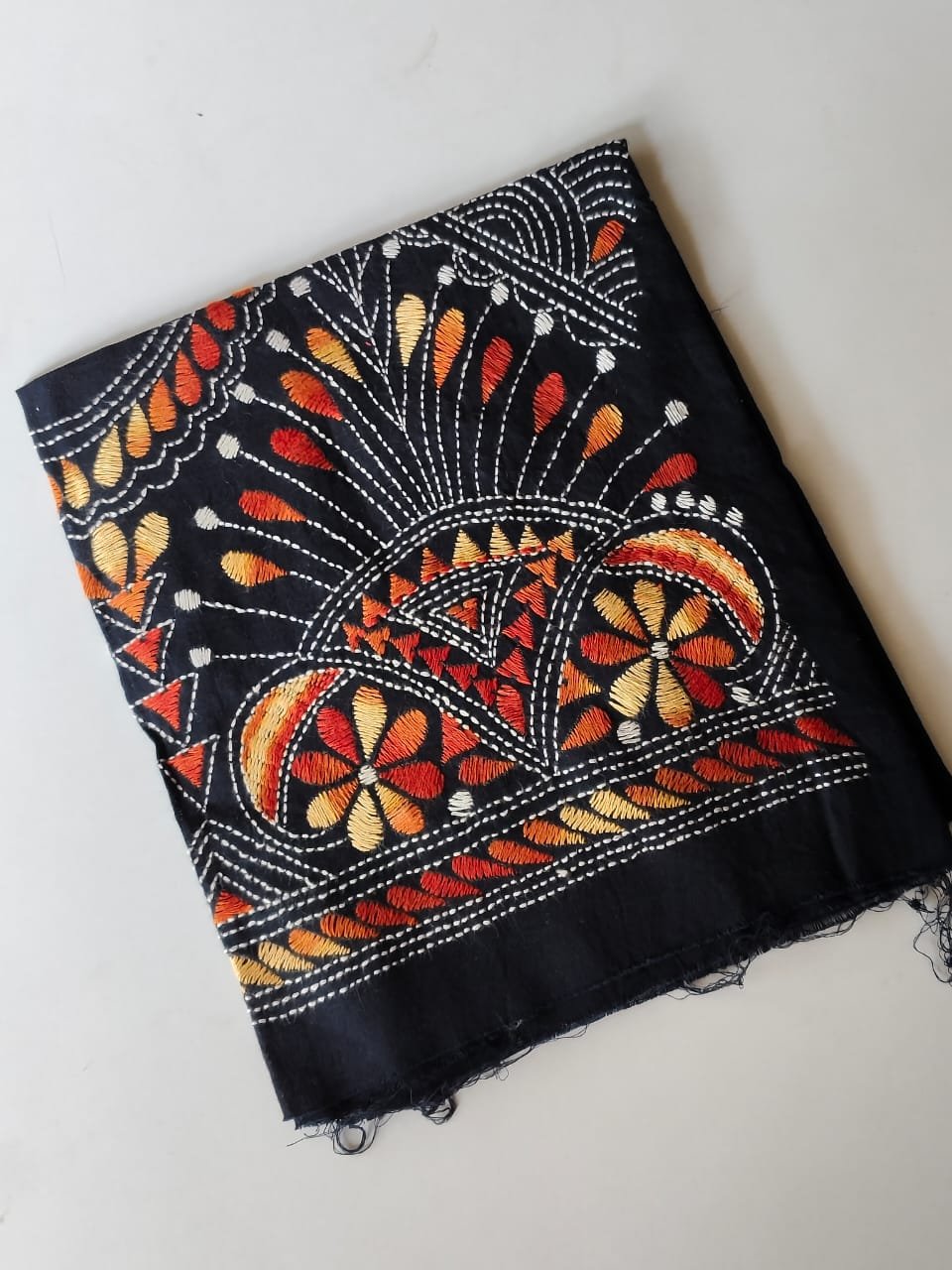 WhatsApp Image 2025-10-24 at 10.54.32_e0f53433 Navy Blue Cotton Kantha Blouse Material Maroon cream mix colour thread work - Image 3