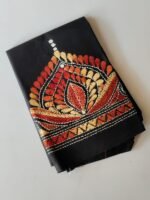 Black Cotton Kantha Stitch Blouse Material - Image 4