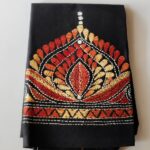 Black Cotton Kantha Stitch Blouse Material