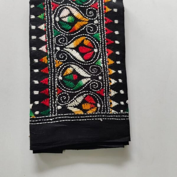 Kantha Stitch Blouse Piece for Ladies (Black Multicolor work)