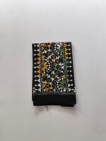 Black Kantha Stitch Blouse Piece Yellow and white Thread Work