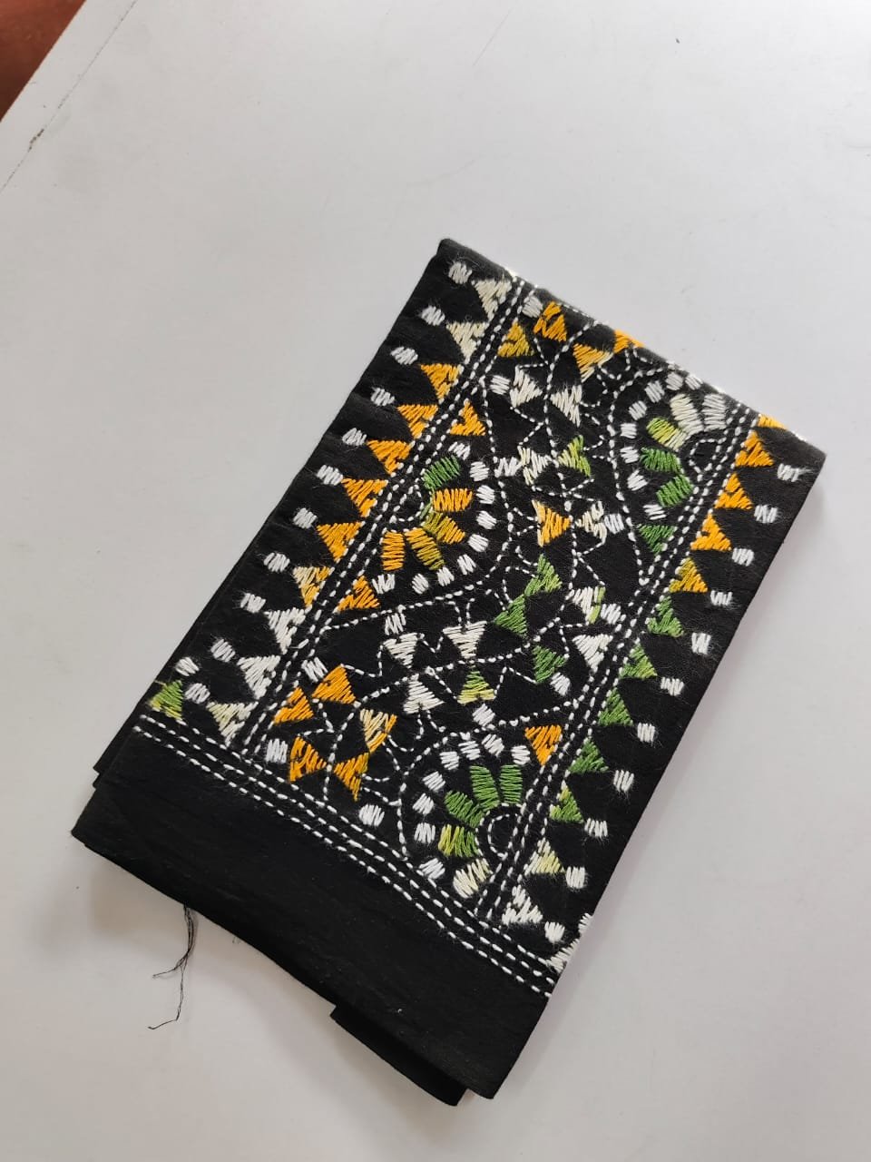 WhatsApp Image 2025-10-28 at 12.52.27_081384f5 Black Kantha Stitch Blouse Piece Yellow and white Thread Work - Image 3