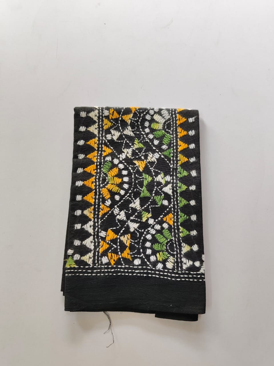 WhatsApp Image 2025-10-28 at 12.52.28_88fd5643 Black Kantha Stitch Blouse Piece Yellow and white Thread Work - Image 4