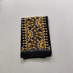 Black Kantha Stitch Blouse Piece Yellow Thread Work