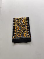 Black Kantha Stitch Blouse Piece Yellow Thread Work