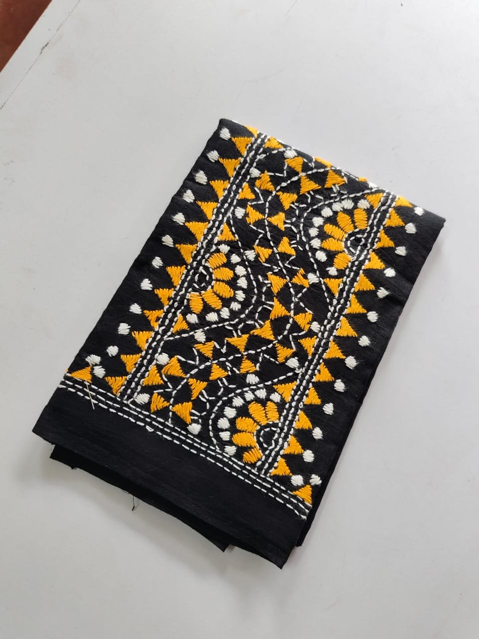 WhatsApp Image 2025-10-28 at 12.55.47_96dcb577 Black Kantha Stitch Blouse Piece Yellow Thread Work - Image 3