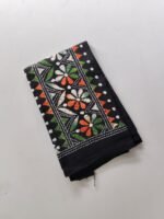 Black Kantha Stitch Blouse Piece Multi Colour Thread Work - Image 4