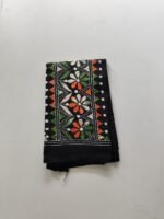 Black Kantha Stitch Blouse Piece Multi Colour Thread Work - Image 3