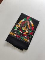 Black Kantha Blouse Piece Multi Colour Thread Work - Image 3