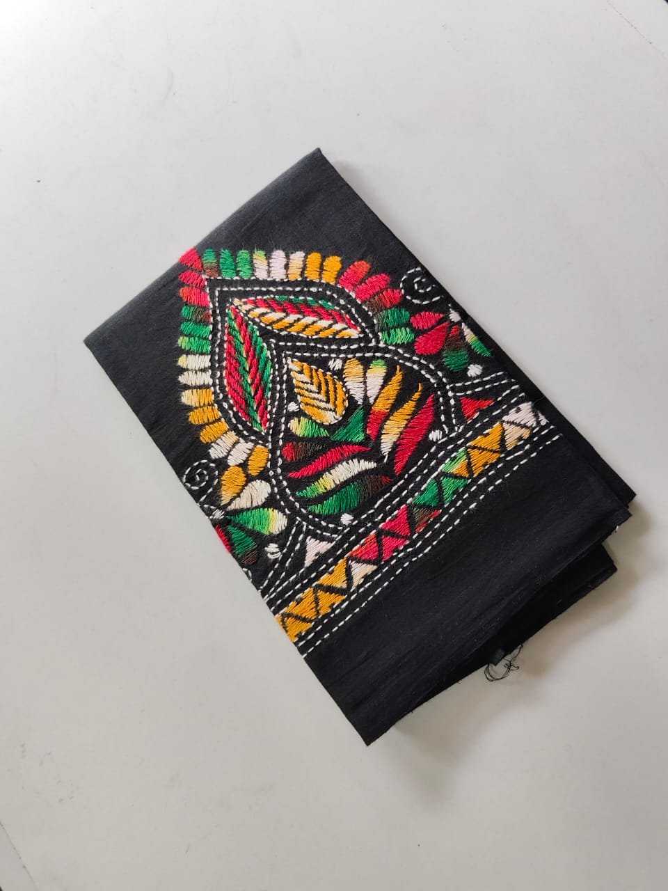 WhatsApp Image 2025-10-28 at 12.59.38_bd8713a8 Black Kantha Blouse Piece Multi Colour Thread Work - Image 2