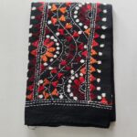 Black Kantha Work Blouse Piece Multi colour Thread Work