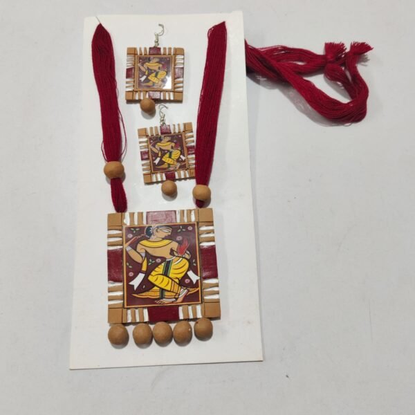 Terracotta Necklace Set Maroon colour (Sticker Theme)