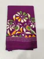 Purple Kantha Stitch Blouse Piece – Bird flower design Design