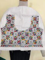 White Cotton Kantha Stitch Blouse One Piece