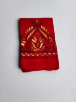 Red Cotton Kantha Stitch Blouse Piece - Image 4