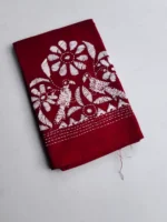 Maroon Cotton Kantha Stitch Blouse Piece - Image 2