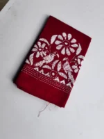 Maroon Cotton Kantha Stitch Blouse Piece - Image 3